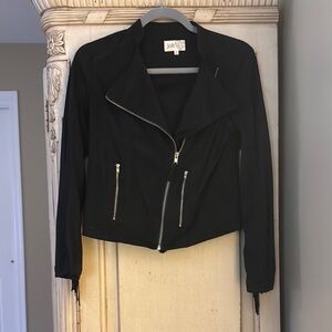 Jolt Women's Black Leather Jacket with Silver Accents